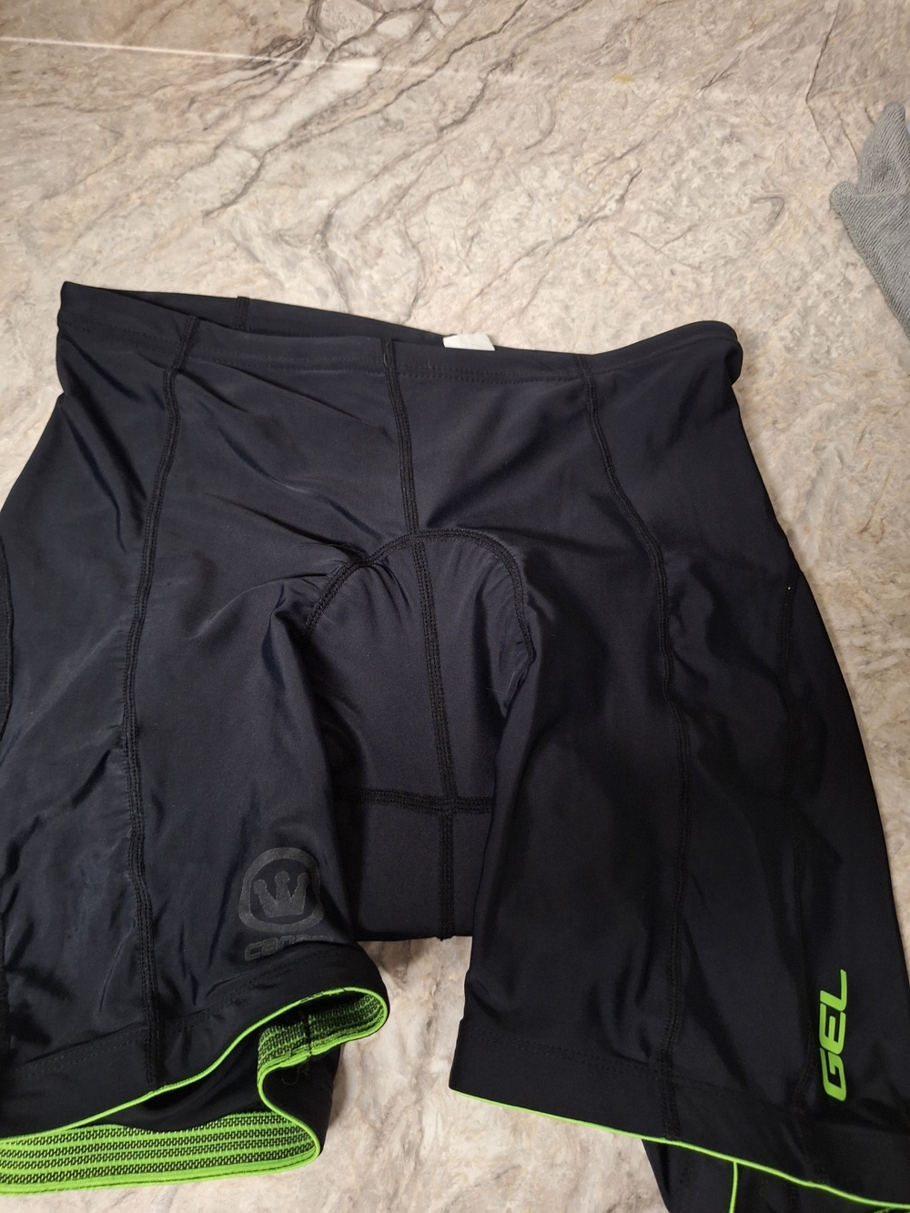 Canari Black Cycling Gel-Padded Athletic Shorts with Lime Trim